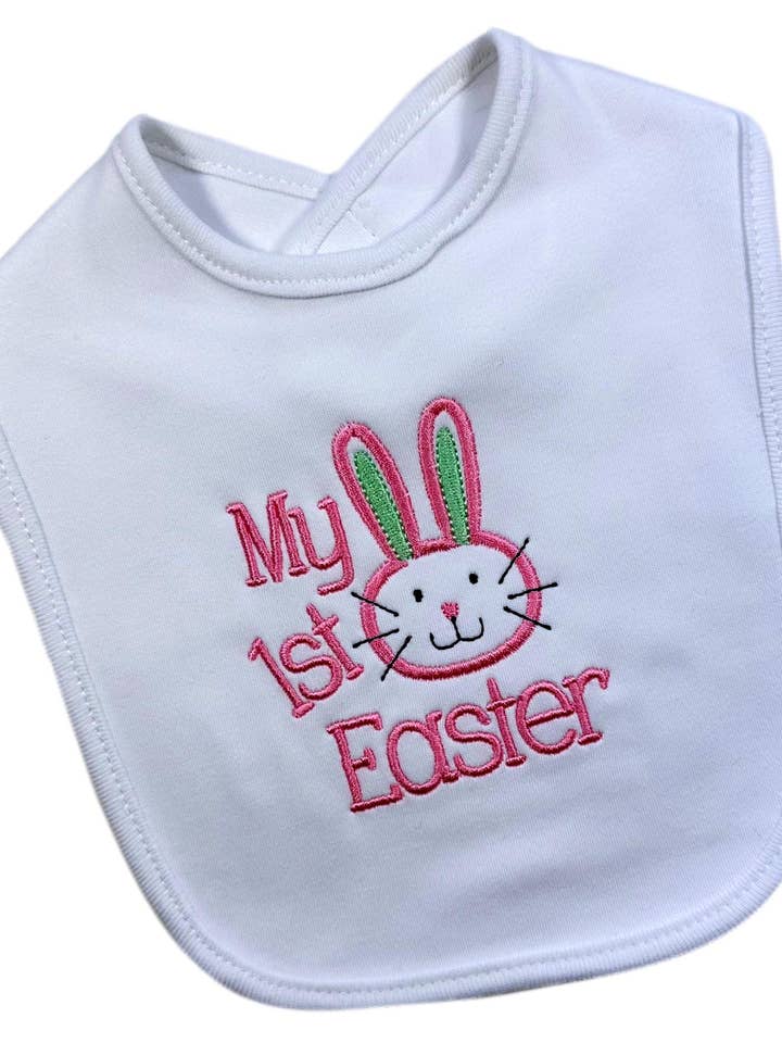 Babete Bordado para Bebé Menina - O Meu Primeiro Páscoa (Cópia) por atacado de Funny Girl Designs