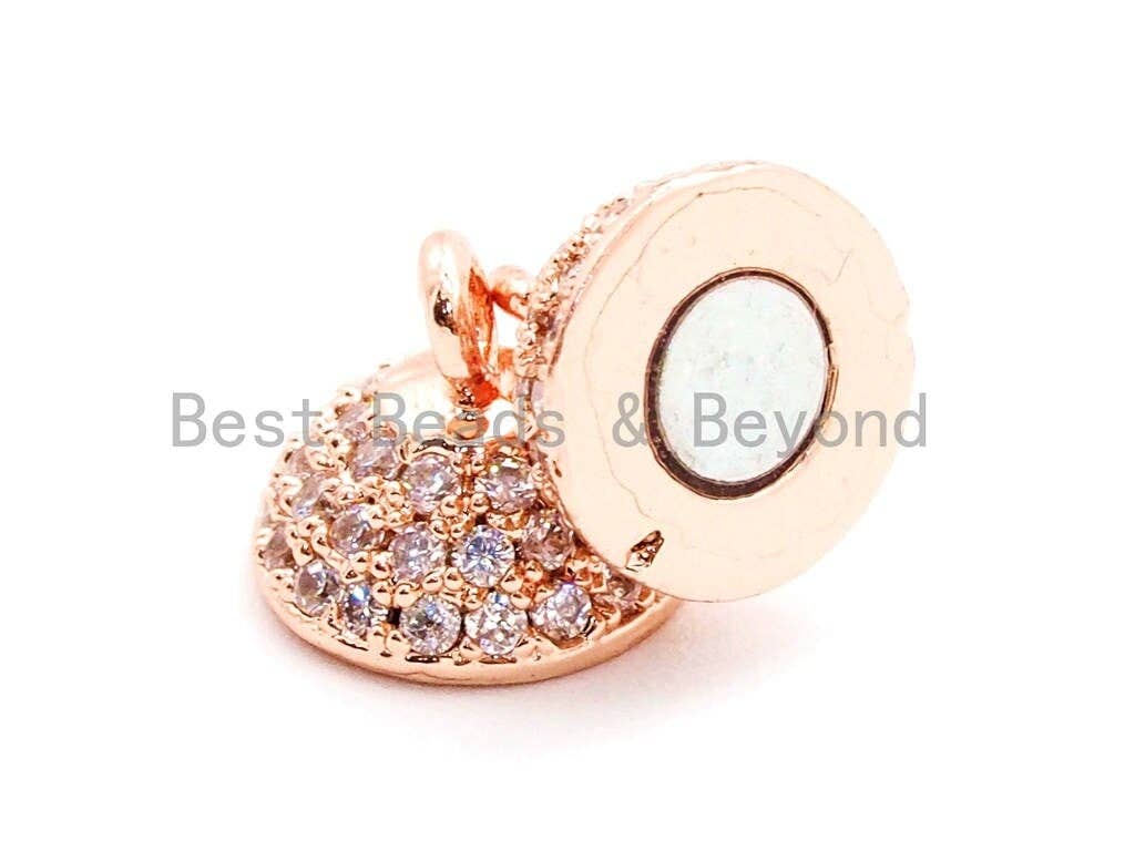 BestBeads&Beyond - Wholesale Clasp - 8mm/10mm/12mm/14mm/16mm CZ Micro Pave  Strong Magnetic Round Clasp, Cubic Zirconia Magnetic Clasp, Gold Rose Gold Clasp, sku#H554