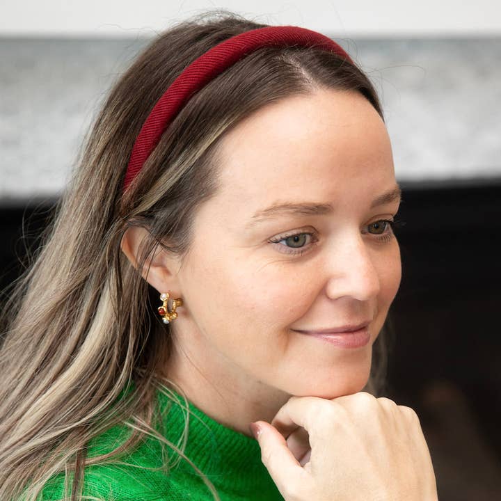 Headbands of Hope | One Purchased One Donated - Wholesale Fashion Headband - Women's - Padded Thin Velvet Headband - Crimson Red