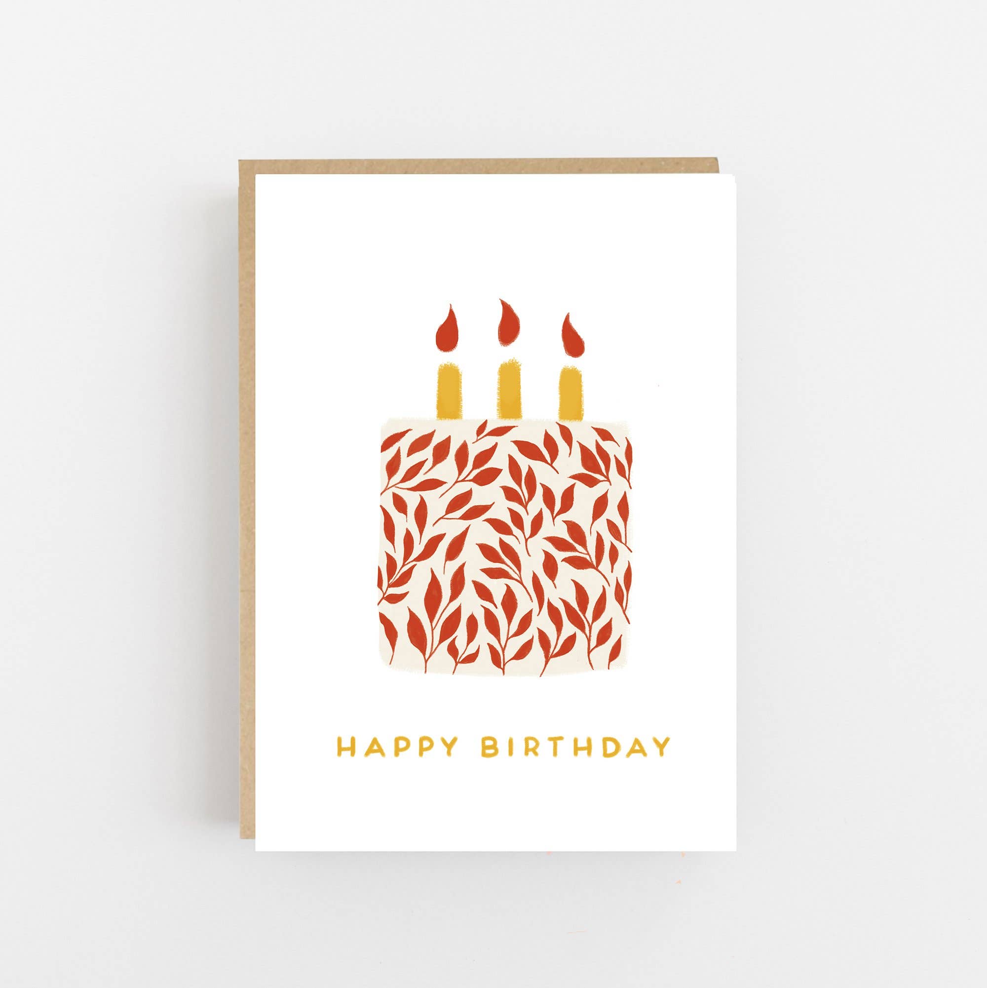 Lomond Paper Co – wholesale Birthday card – Happy Birthday - Cake with Red Leaf Design
