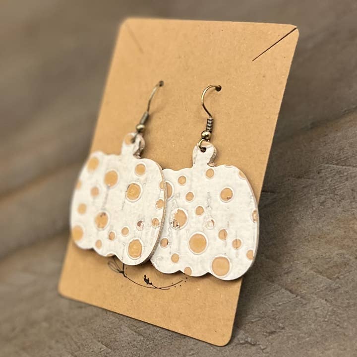 Bee Marie Market LLC - Wholesale Dangle Earrings - Handmade Fall Genuine Leather Pumpkin Earrings1