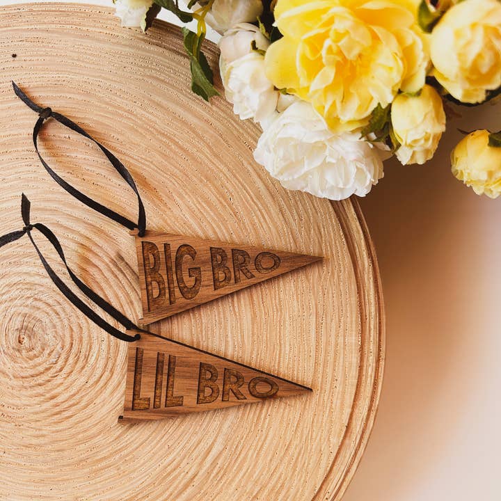 Left Grain - Wholesale Ornament - Big Bro or Lil Bro Pennant Ornament