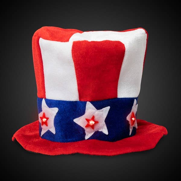 Windy City Novelties - Wholesale Party Favor - LED Patriotic Top Hats – 12 Count Retail Counter Display
