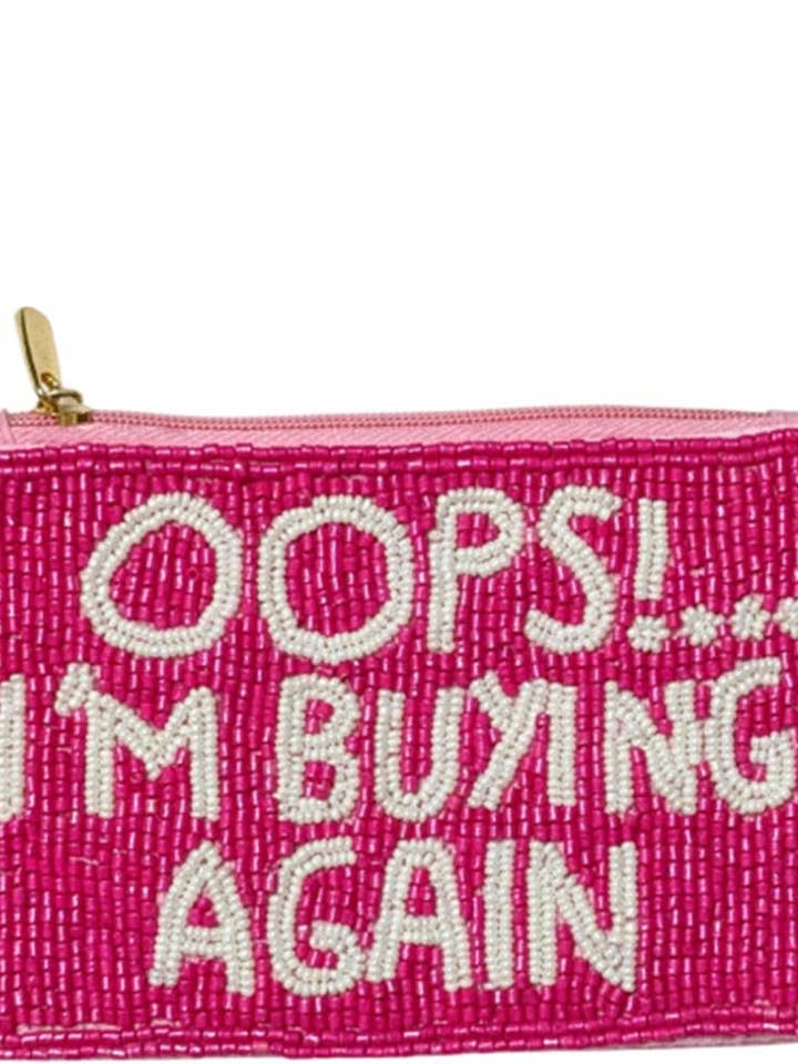 Oops I’M Buying Again Text Seed Bead Coin Purse Bag 8 for wholesale by anbfashion