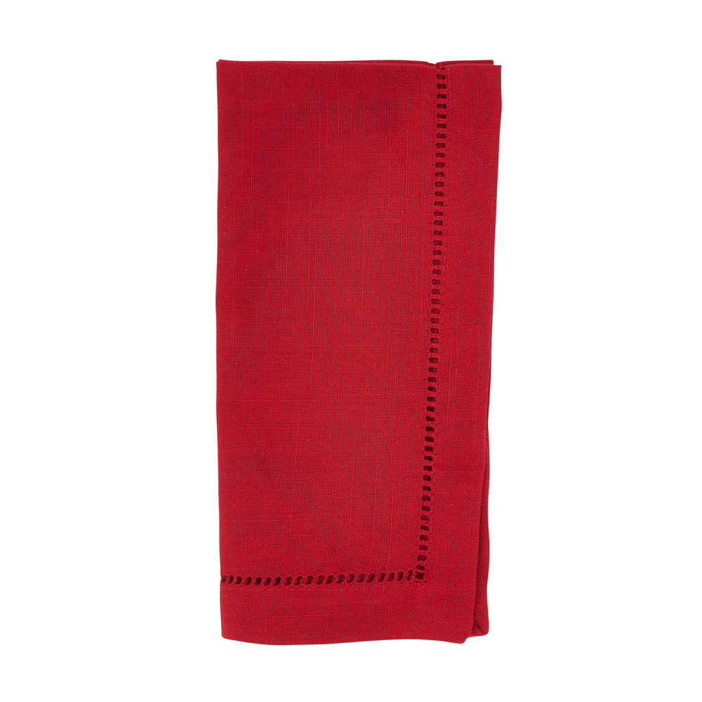 Fennco Styles - Wholesale Dinner & Cloth Napkin - Red Hemstitched Cloth Napkin0