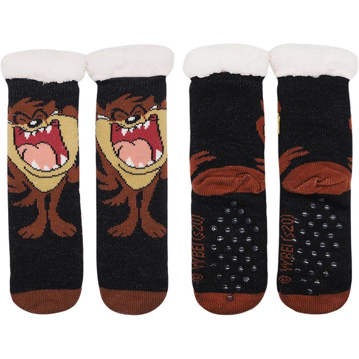Precious Moments - Wholesale Socks - Unisex - Looney Tunes Taz Red Themed Sherpa Socks