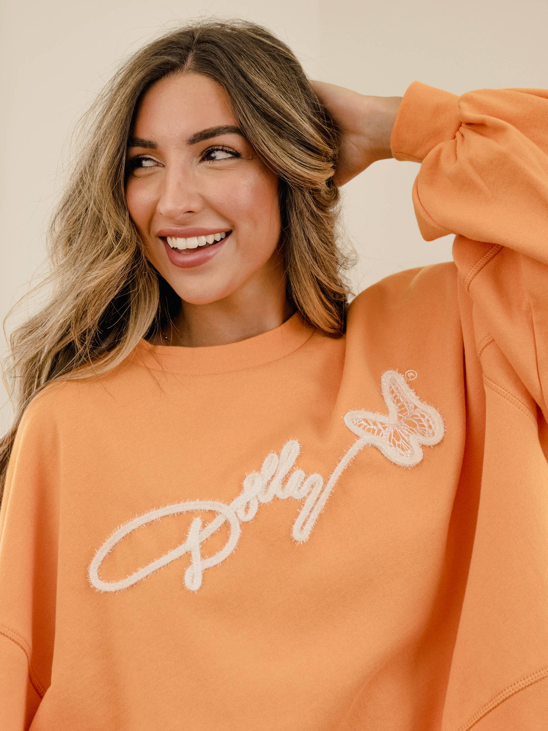 LivyLu - Wholesale Graphic Sweatshirt - Unisex - Dolly Parton Tinsel Orange Hi-Dive Sweatshirt 8