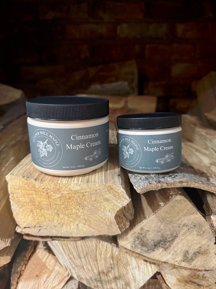 Bender Hill Maple's Cinnamon Maple Cream 1/2 & 1# tub for wholesale by Bender Hill MapleLLC