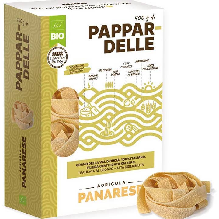 Panarese Premium biologische Toscaanse Pappardella 14,10 oz (400 g) voor wholesale door Sweet Imports LLC