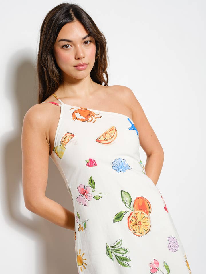 EXCLUSIVE SUMMER PRINT ONE SHOULDER MINI DRESS for wholesale by Pretty Garbage