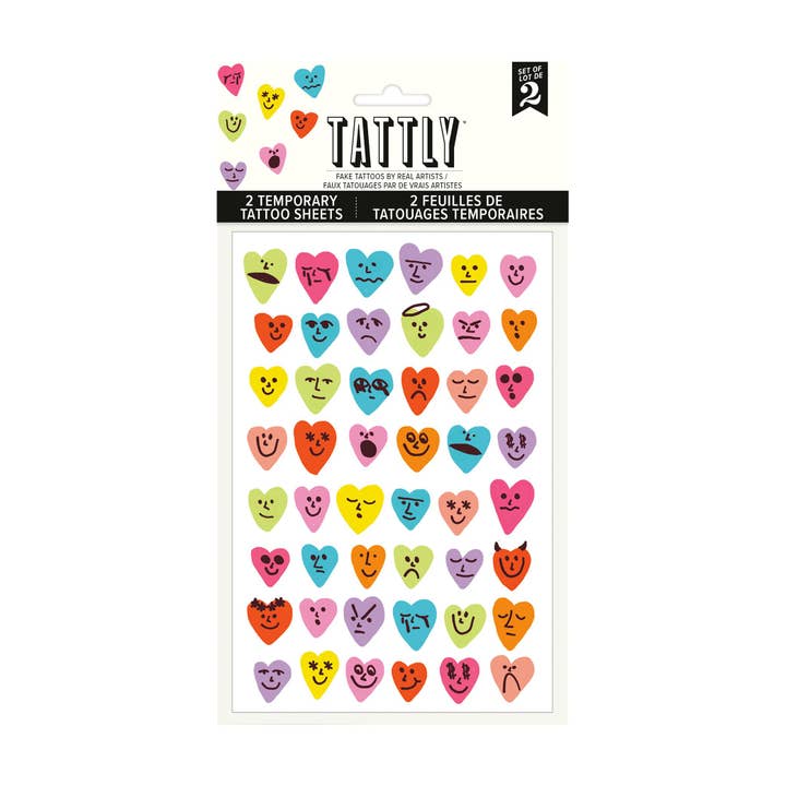 Conversation Hearts Tattoo Sheet S/2 for wholesale by Tattly