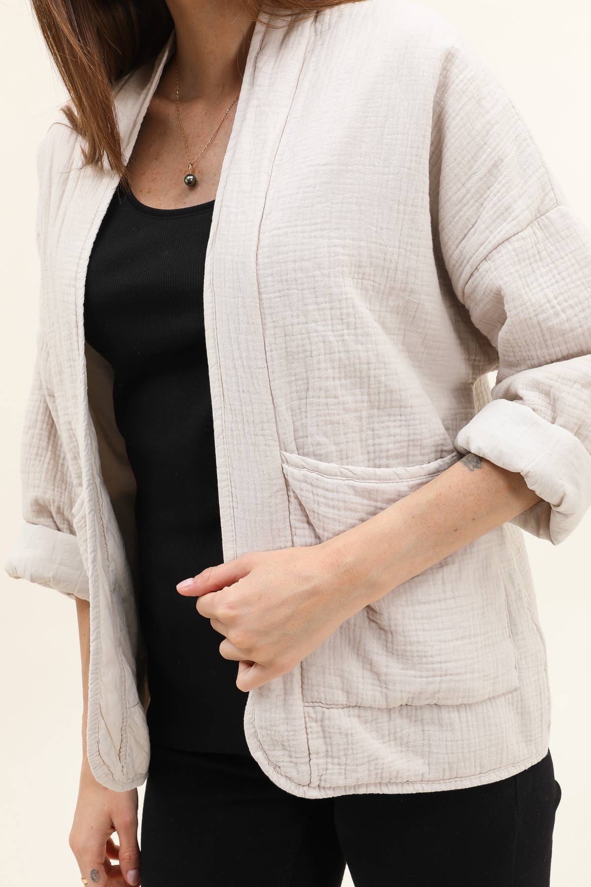 Moonsun – Großhandel Jacke – Damen – Sommerjacke aus Baumwoll-Gaze mit lockerer Passform13