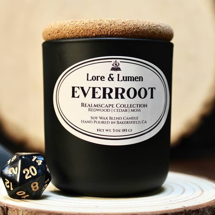 Redwood + Cedar + Moss - Matte Black Glass Soy Candle for wholesale by Lore & Lumen