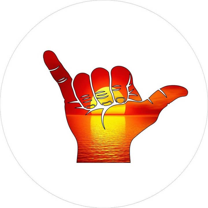 Shaka Hang Ten Beach Sunset White Spare Tire Cover for wholesale by Dirty Acres