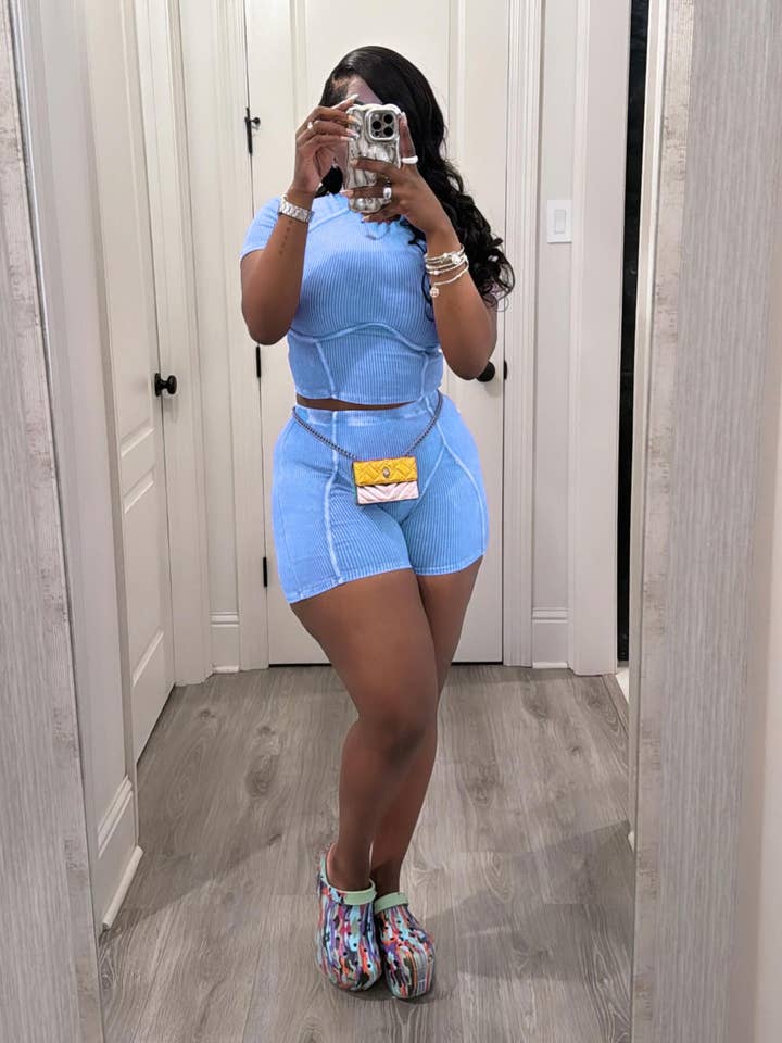 MB Fashion Wholesale - Wholesale Top & Short Set (NOT Loungewear) - Women's - MB FASHION WASHED RIBBED HIGH QUALITY SHORTS 2 PCS SET 4020LY10