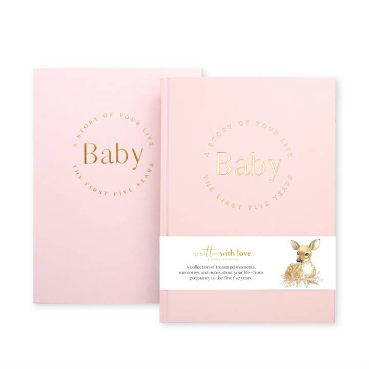 Baby Memory Book with Keepsake Box - Peony Pink for wholesale by Written With Love