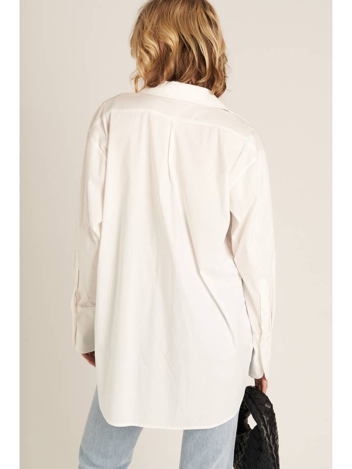 En Crème - Wholesale Button Down Shirt - Women's - Long Sleeve Oversize Button Down Shirt13