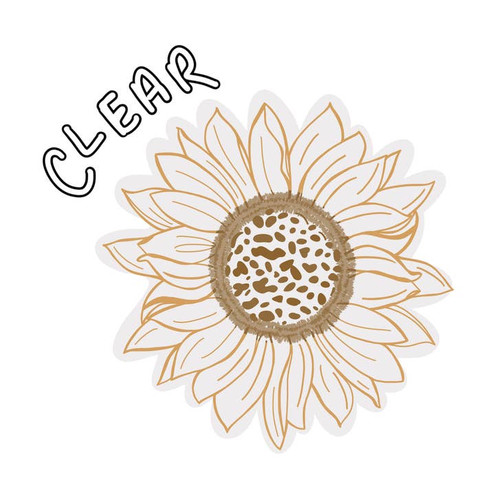 CLEAR Sunflower Vinyl Stickers for wholesale by Maddie Green Designs