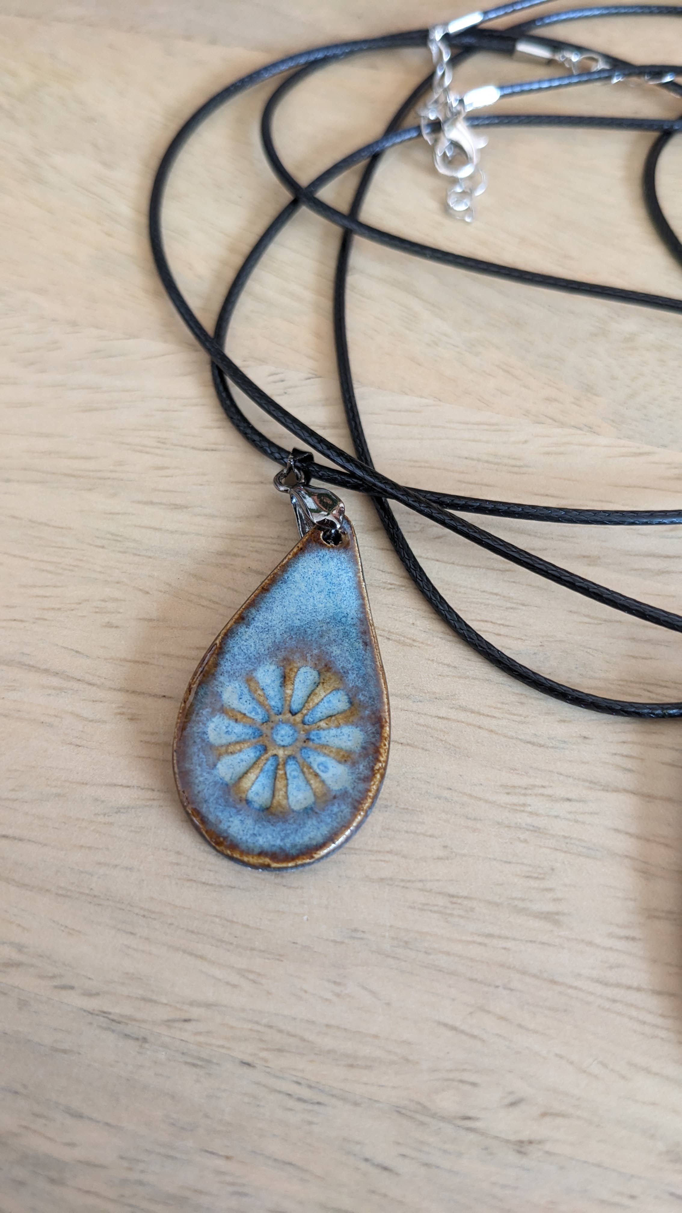 LES POTERIES DE SHAKTI - Wholesale Pendant/Charm Necklace - “Midnight” blue drop ceramic necklace0