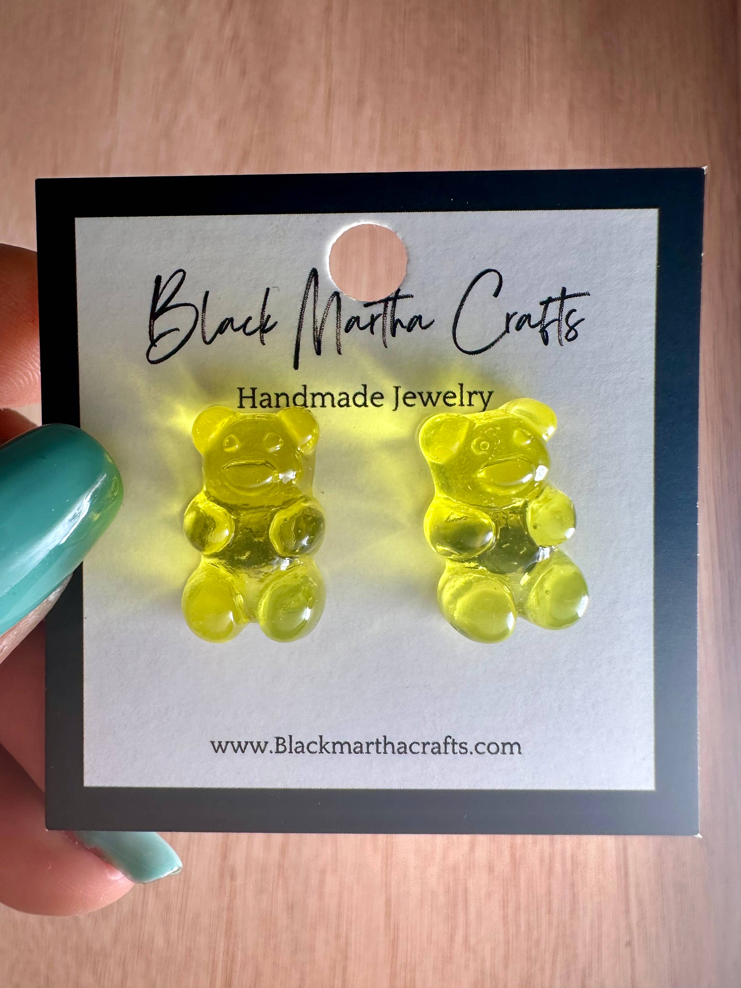 Black Martha Crafts - Wholesale Dangle Earrings - Teddy Grizzley- Teddy Bear Resin Stud earrings3