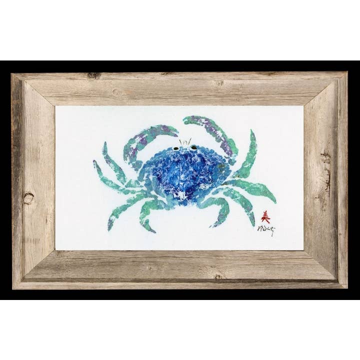 Green Dungeness Crab Driftwood Framed12x18 Print Wall Art for wholesale by Fish Aye Trading