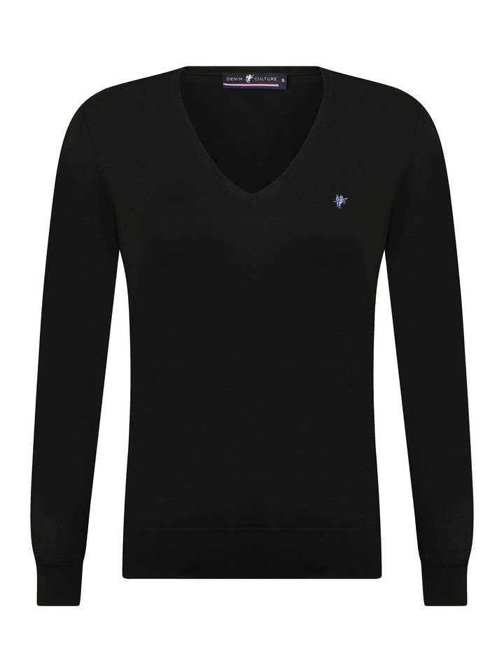 Jersey con cuello en V para mujer para venta al por mayor de Denim Culture