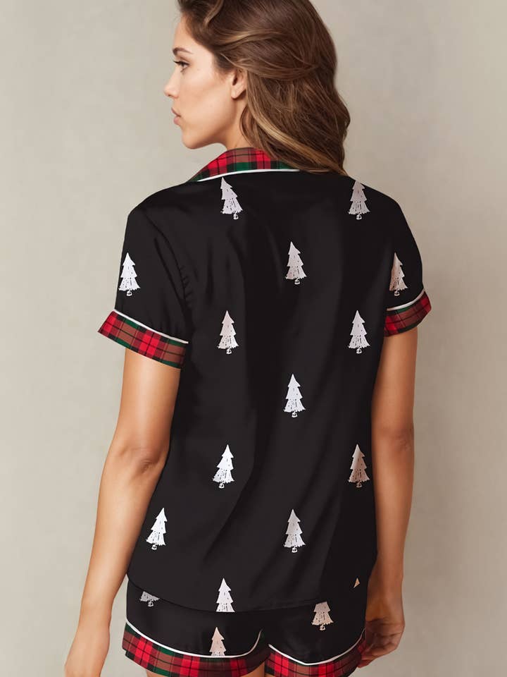 Holiday Print on black Natala Short Pajama for wholesale on Faire3