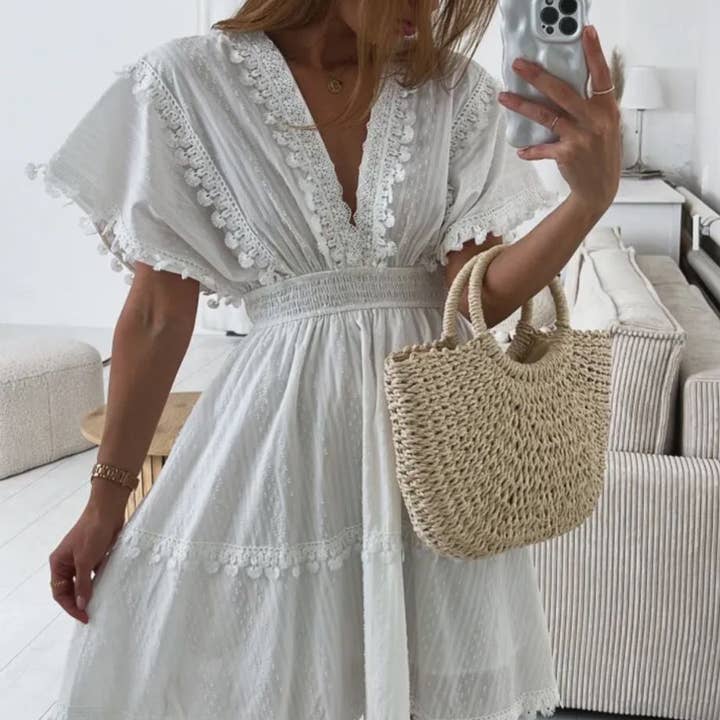 6442 Abito corto in cotone ricamato, bohémien e ulteriori Risultati per cotone stampato all'ingrosso. Resi gratuiti e termini di pagamento a 60 giorni su Faire in tendenza su Faire.