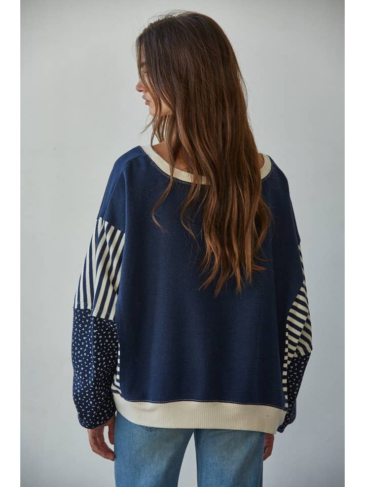 By Together - Wholesale Knit Top - Women's - L8697 | Knit Cotton Polyester Striped Floral Long Sleeve6