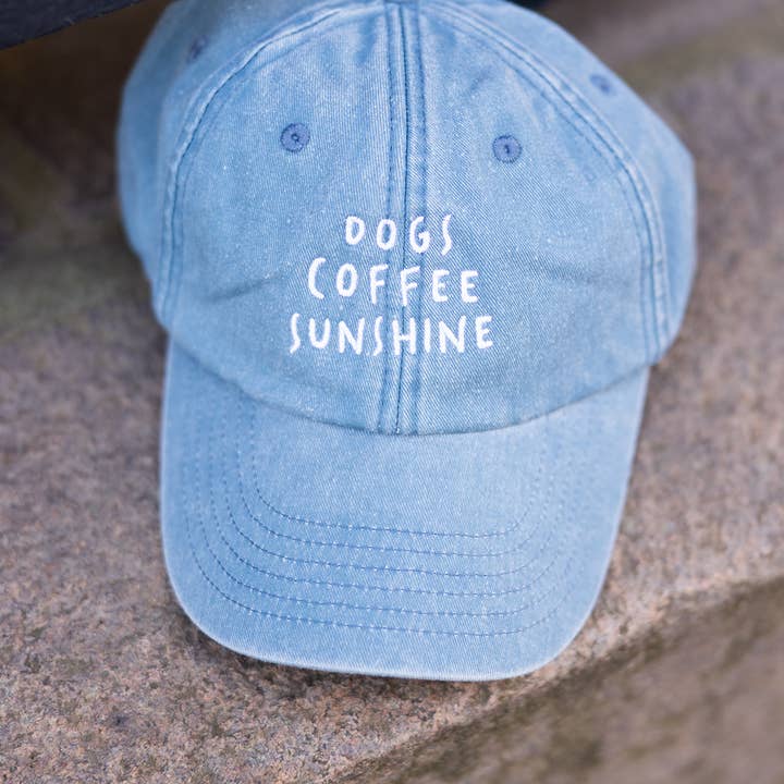 Lieblingspfote - Venta al por mayor Gorra de béisbol - Unisex - Gorra de denim vintage con bordado 'DOGS COFFEE SUNSHINE'5