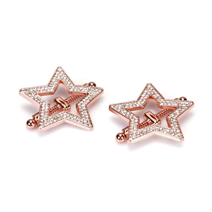 Five-pointed Star-shaped Nipple Clamps with Rhinestones for wholesale by Liebe Seele