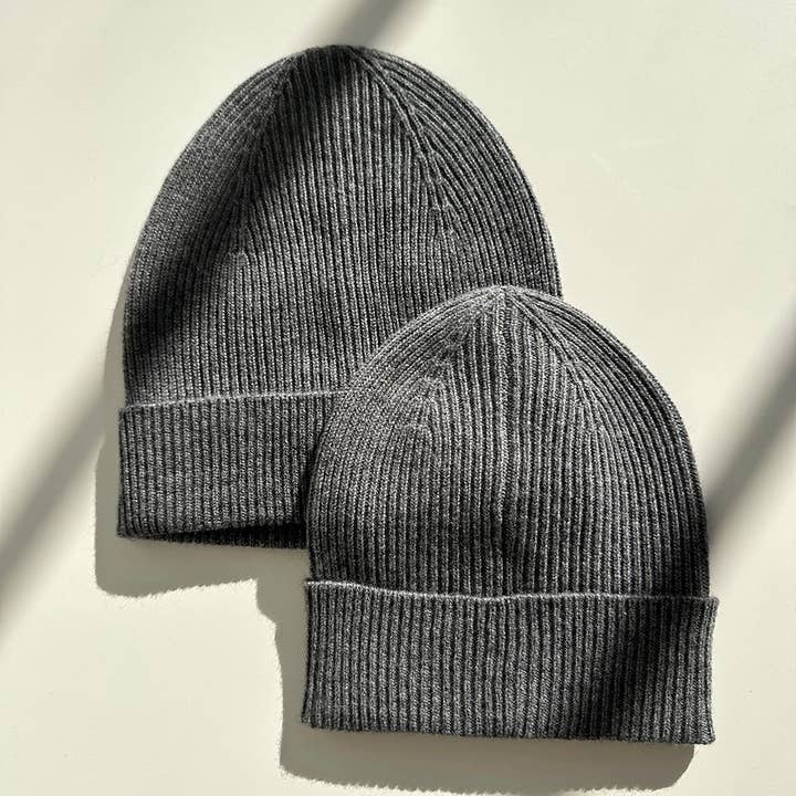 AU Baby - Wholesale Beanie - Uniseks - Cashmere Cloud Beanie-set voor volwassenen + mini - antraciet