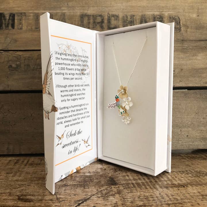 Carol Young Silver - Wholesale Pendant/Charm Necklace - Hummingbird / Colorful Necklace