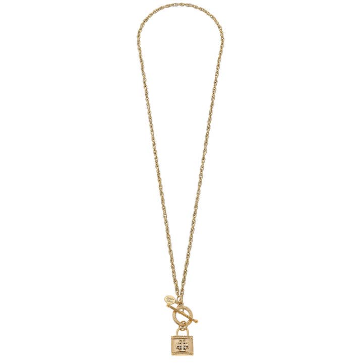 Susan Shaw - Wholesale Pendant/Charm Necklace - Long Jerusalem Cross Lock Toggle Necklace