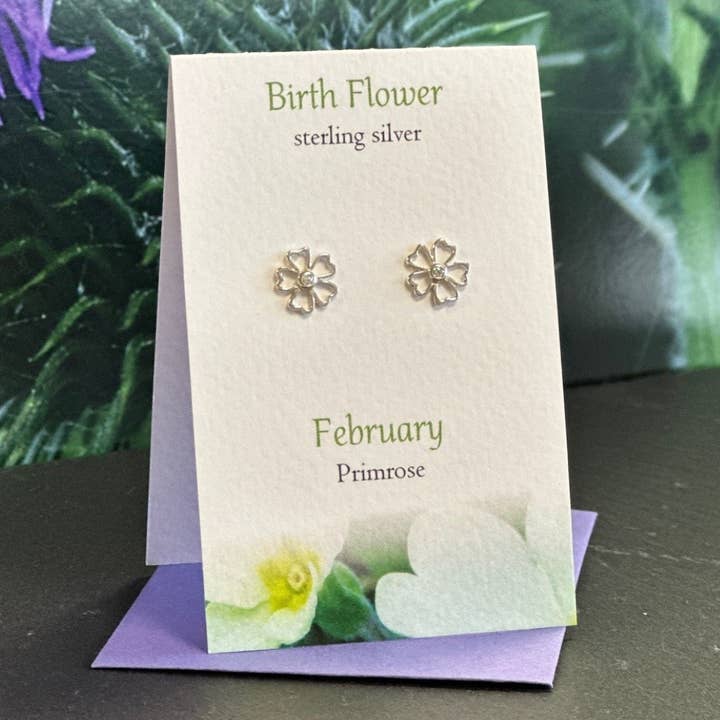 Birth Flower February Primrose studs for wholesale by Glenna Studios