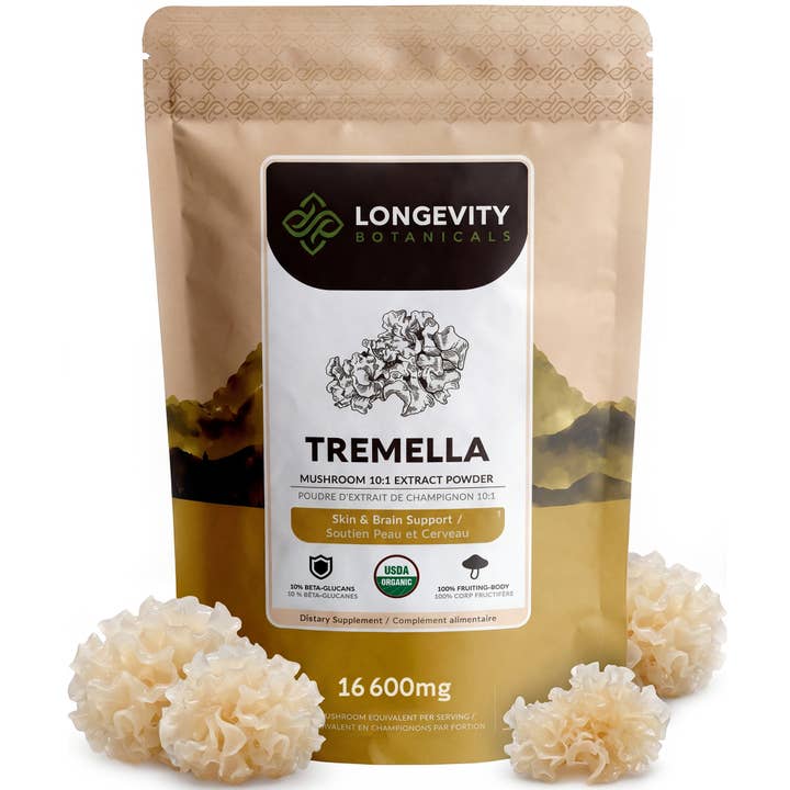 Organic Tremella Powder 100g: Skin Hair & Brain Supplement for wholesale by Longevity Botanicals