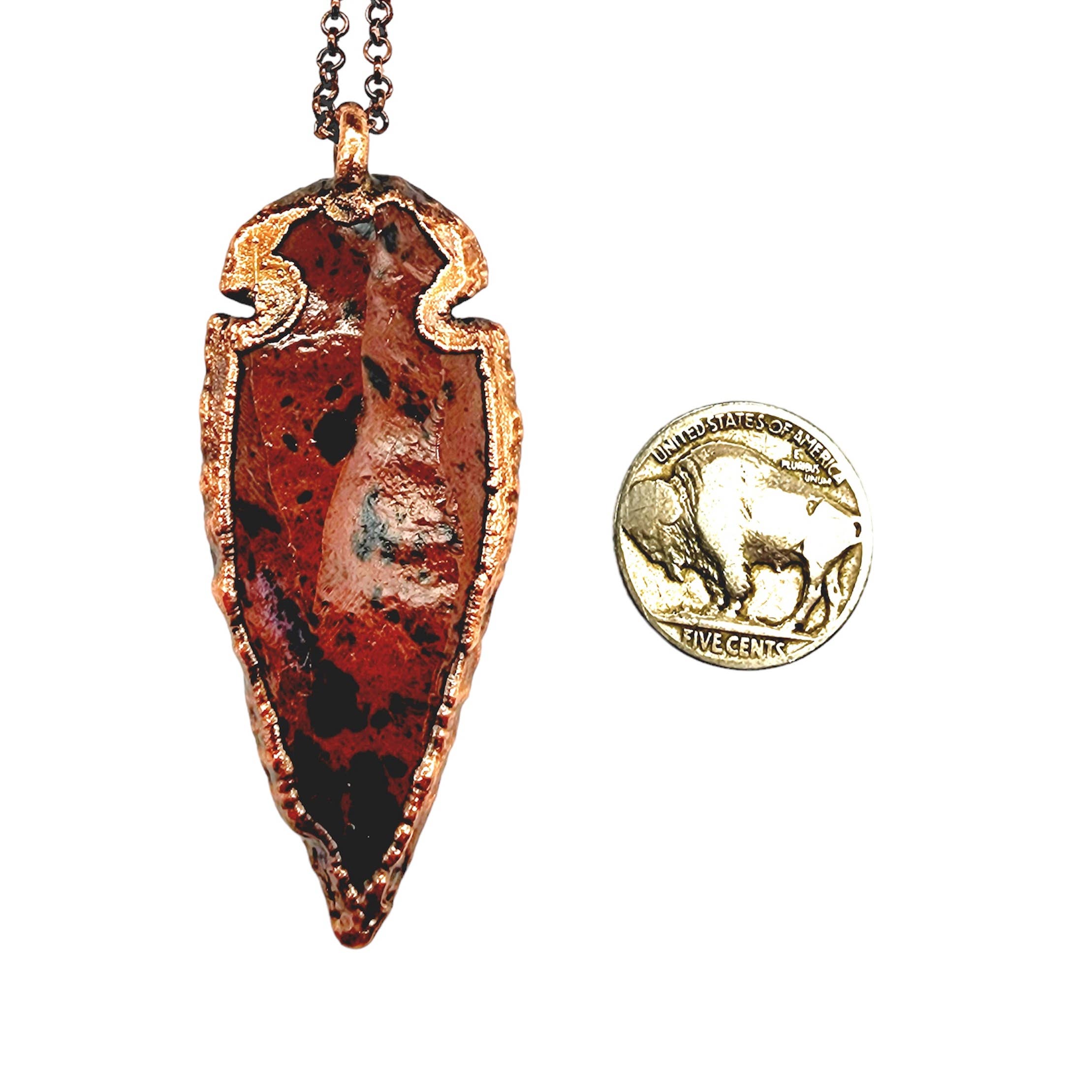 MergingMetals - Wholesale Pendant/Charm Necklace - Knapped Mahogany Obsidian Arrowhead Necklace3