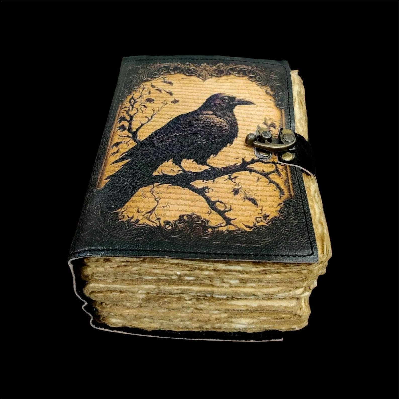 MNM HANDICRAFTS - Wholesale Journal/Diary - Leather Journal Gothic Notebook The Raven Grimoire shadow1