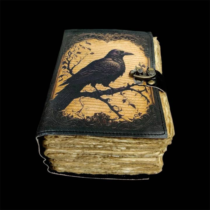 MNM HANDICRAFTS - Wholesale Journal/Diary - Leather Journal Gothic Notebook The Raven Grimoire shadow1