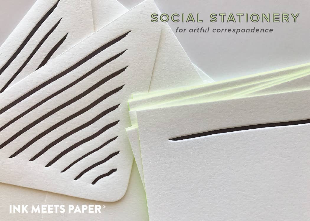 INK MEETS PAPER - Wholesale Stationery/Notecard Set - Brush Strokes - social stationery (Boxed Set of 8 Flat)1