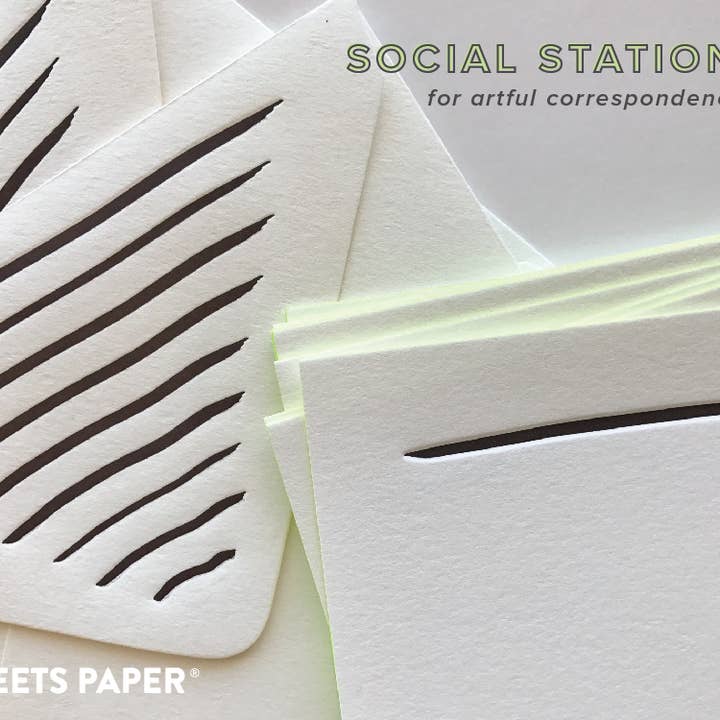 INK MEETS PAPER - Wholesale Stationery/Notecard Set - Brush Strokes - social stationery (Boxed Set of 8 Flat)1