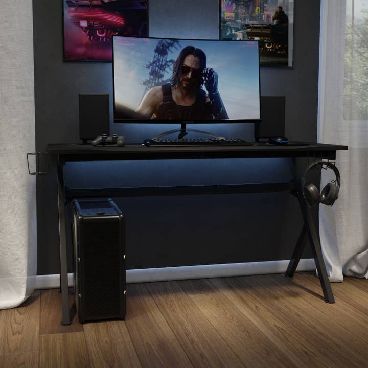 Flash Furniture - Wholesale Console Table - 55" Black Computer Gaming Desk - Headphone Holder