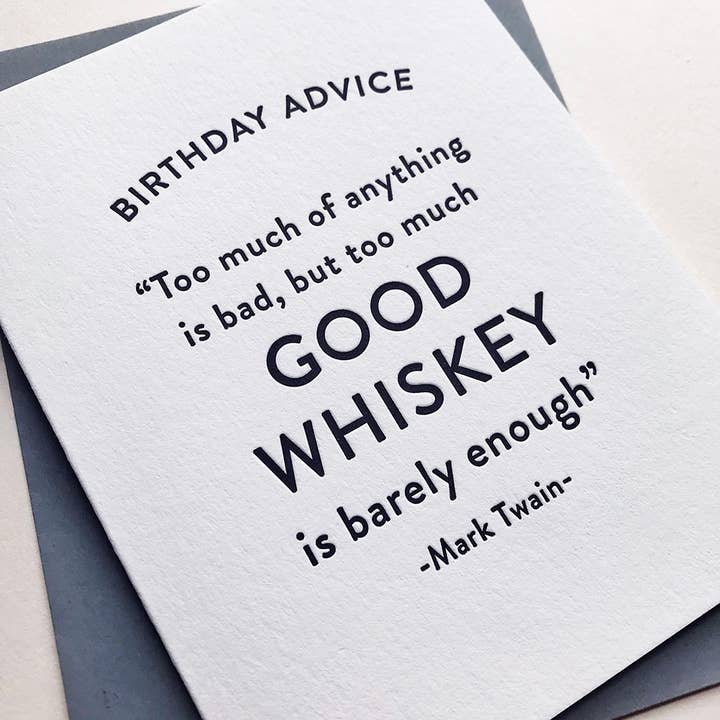 Steel Petal Press - Wholesale Birthday Card - Birthday Whiskey - Letterpress Birthday Greeting Card