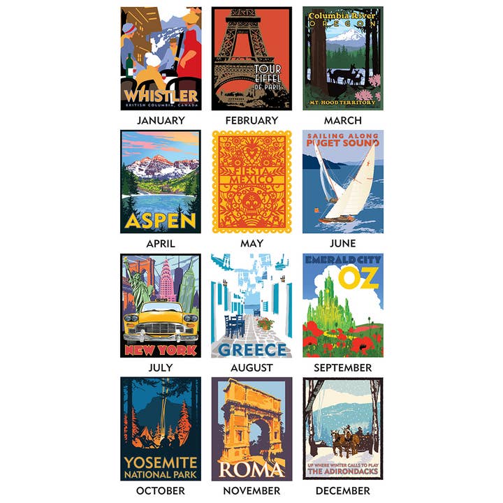 Linnea Design - Wholesale Calendar - 2026 Travel Postcard Calendar1