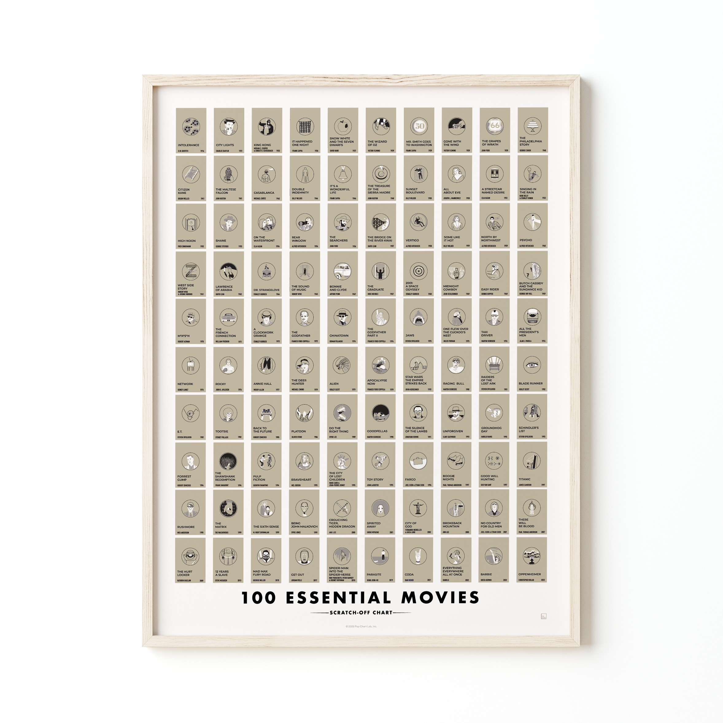 Pop Chart - Wholesale Art Print - 100 Essential Films Scratch-off Chart | 12" x 16" Print2