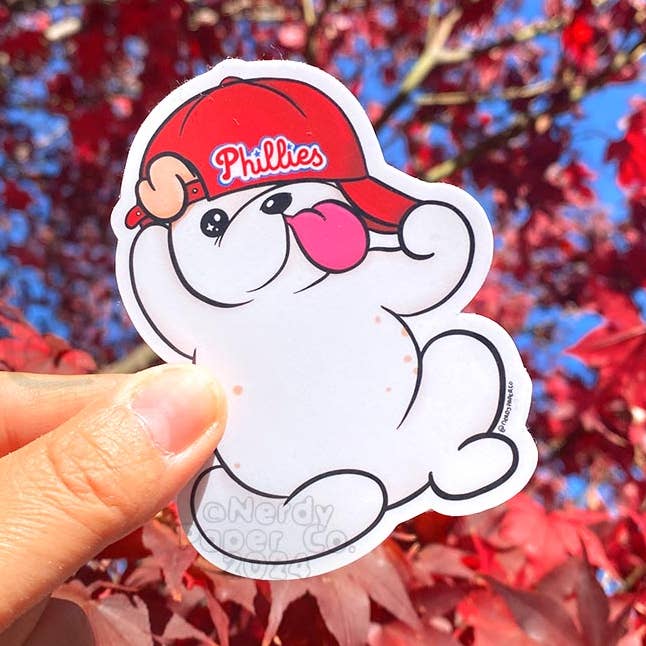 Phillies Fan Theo - Hand Drawn Waterproof Vinyl Sticker for wholesale by NERDY PAPER CO.