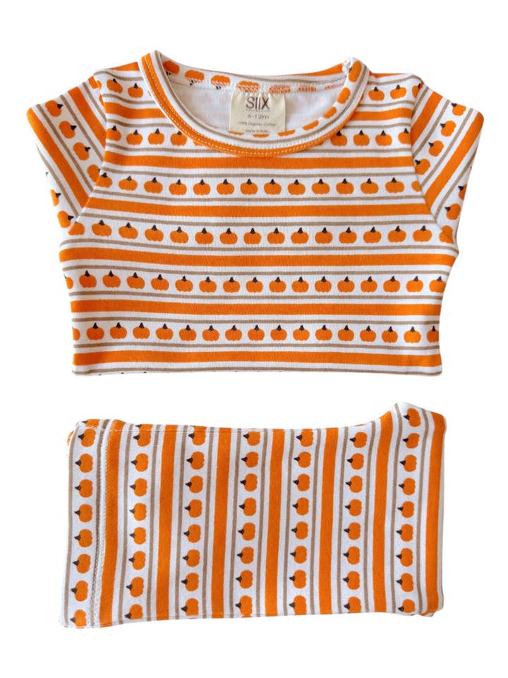 Pumpkin Stripe / Organic 2-Piece Set for wholesale by SIIX Collection