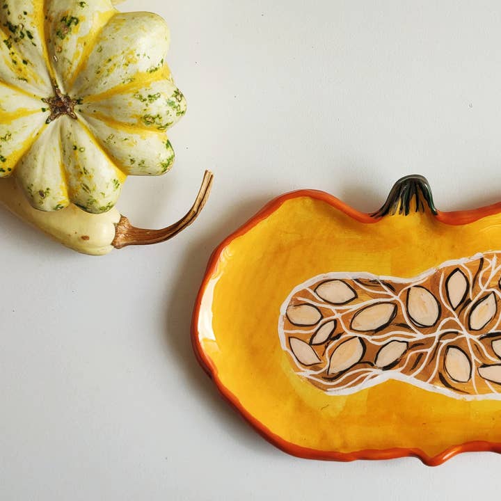 Orange Pumpkin Plate for wholesale by Federica Massimi Ceramics