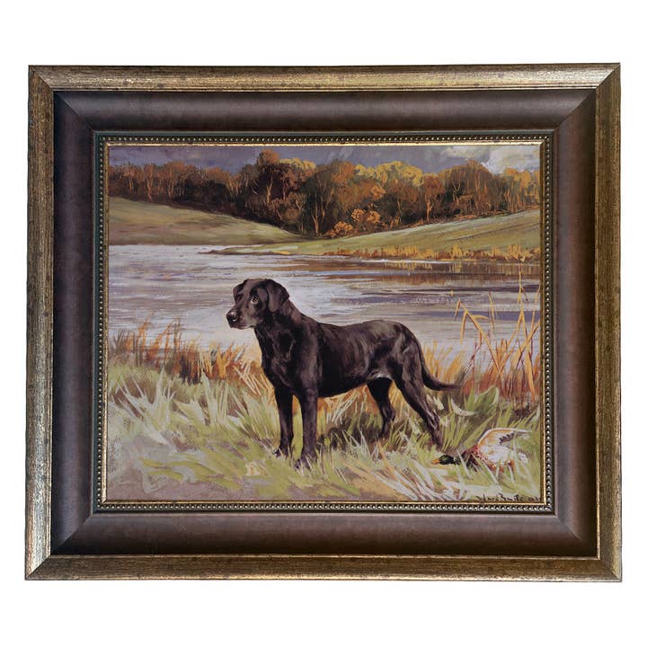 Madison Bay Co. - Historical Home Decor Reproductions - Wholesale Art Print - Labrador Retriever with Duck Framed Painting Print on Canvas42