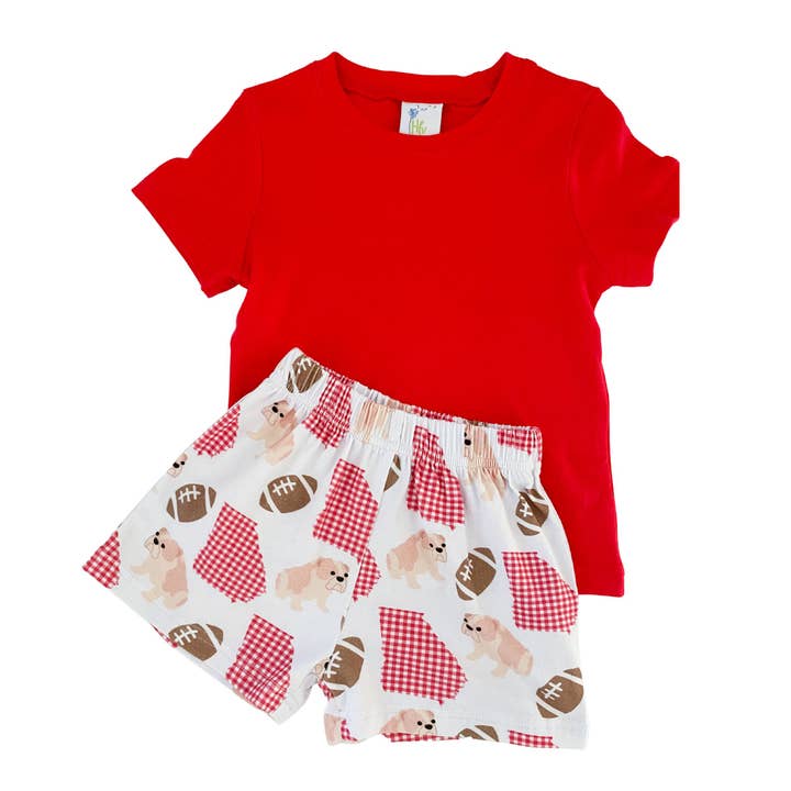 Huckleberry Hill Kids - Wholesale Top & Short Set - Kids - Bulldog Football Short Set